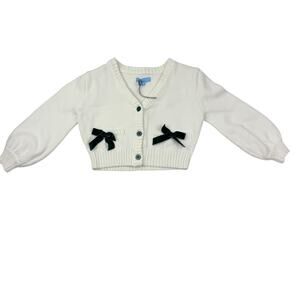 Draper James Girls White Bows Cardigan Sweater